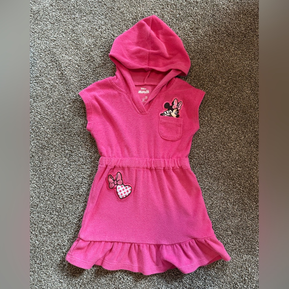 Disney Pink Hooded Swim Cover with Minnie Mouse